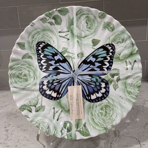 Set 4 BUTTERFLY & ROSES Rachel Zoe 10.75” Melamine Dinner Plates Indoor Outdoor